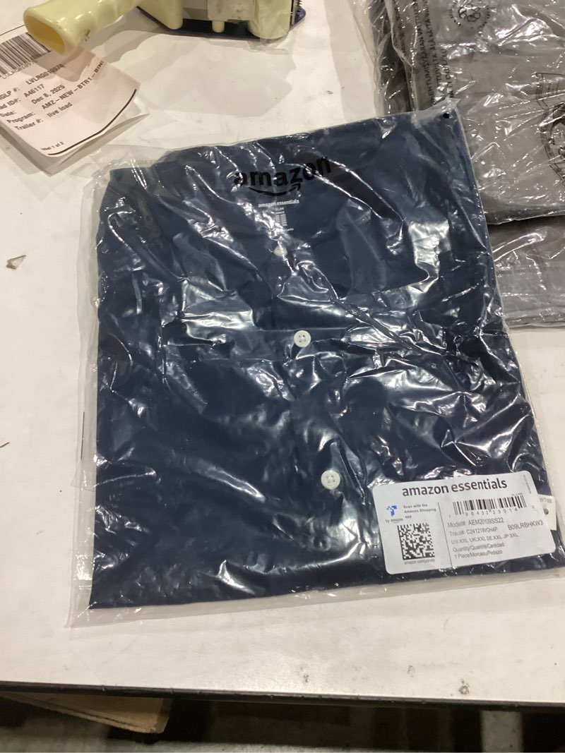 Condition photo showing New/Like New for Amazon Essentials Men's Slim-Fit Short-Sleeve Pocket Oxford Shirt XX-Large Navy