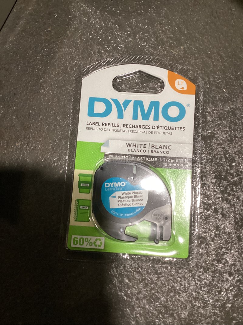 Condition photo showing New/Like New for dymo letratag 1/2 in. w x 156 in. l white plastic label maker tape