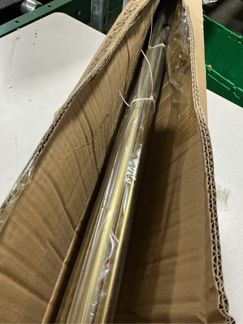 Condition photo showing Good Condition for room darkening wrap around double curtain rod set,extendable metal rod set 1 inches front and 5/8 inches for window 48-84",gold 48-84" gold