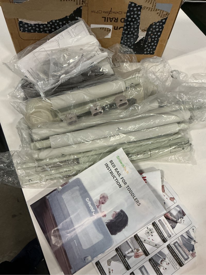 Condition photo showing Good Condition for foldable bed rail for toddlers, 59in reinforced carbon steel frame&connectors, breathable cationic fabric, safety toddler bed rails for queen, king, twin, full, no-tool setup. 59in grey