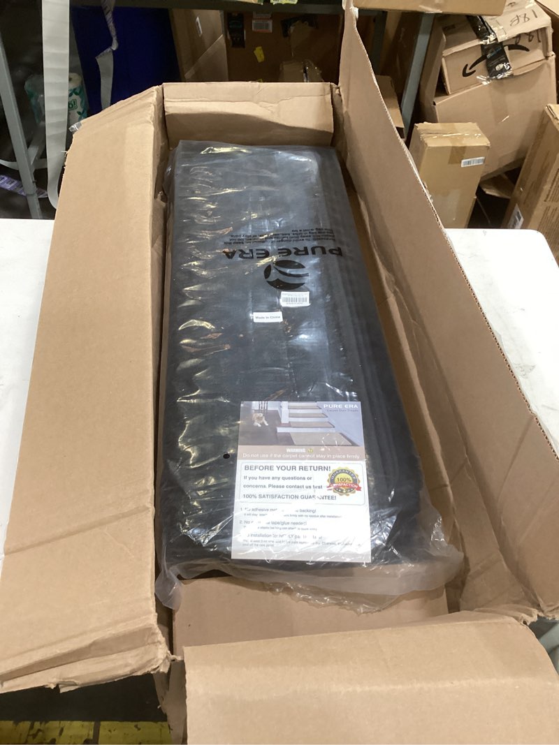 Condition photo showing Good Condition for pure era bullnose carpet stair treads tape free non-slip indoor stair protectors pet friendly stair treads for wooden steps 9.5" x 30"(14 pieces,black mini-diamond trellis) black mini-diamond trellis 14 pieces with bullnose