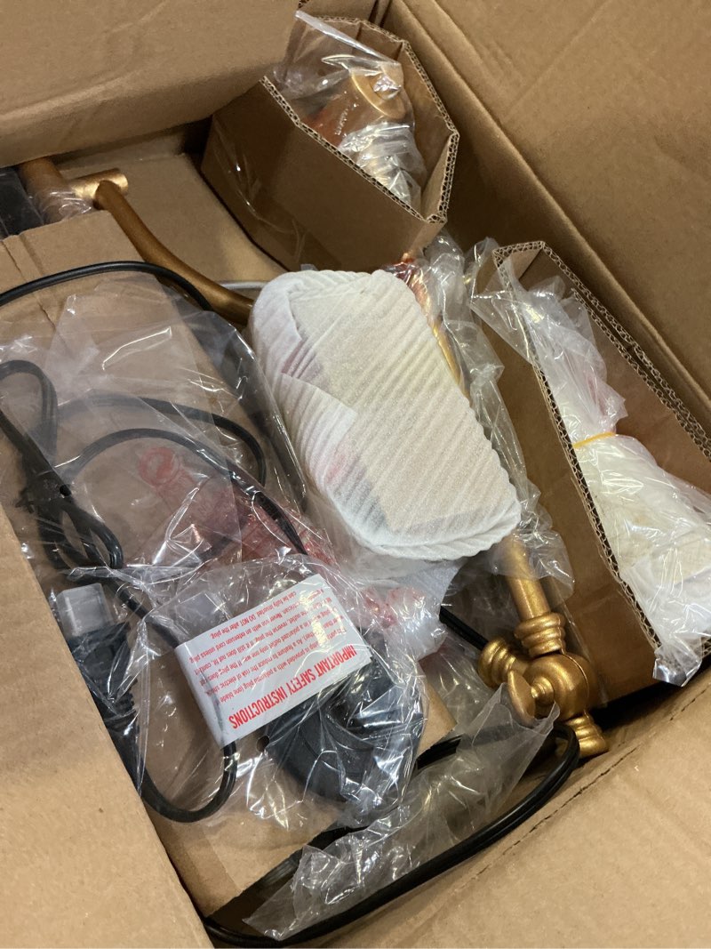 Condition photo showing Good Condition for EDISHINE 68" Arc Floor Lamp with Table, Vintage Standing Lamp for Living Room with Tray, Height Adjustable, 5 Color Temperatures LED Bulb Included, Beige Shade, for Bedroom Office, Wood Grain Rustic-Black