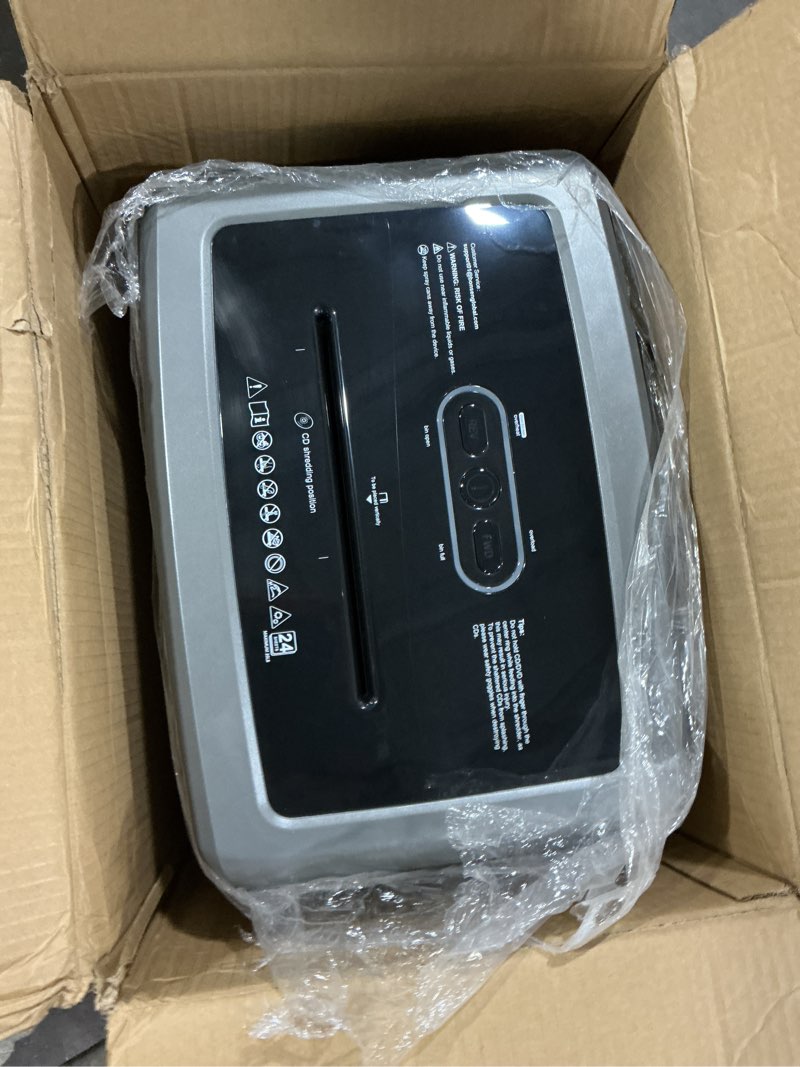 Condition photo showing As Is for BONSEN 14-Sheet Paper Shredder for Home Office, Heavy Duty Cross Cut Shredder with 5.3 Gal Pullout Bin, Quiet Shredder for CDs/Credit Card/Staple, P-4 Security, Anti-Jam System 14-Sheet Cross Cut