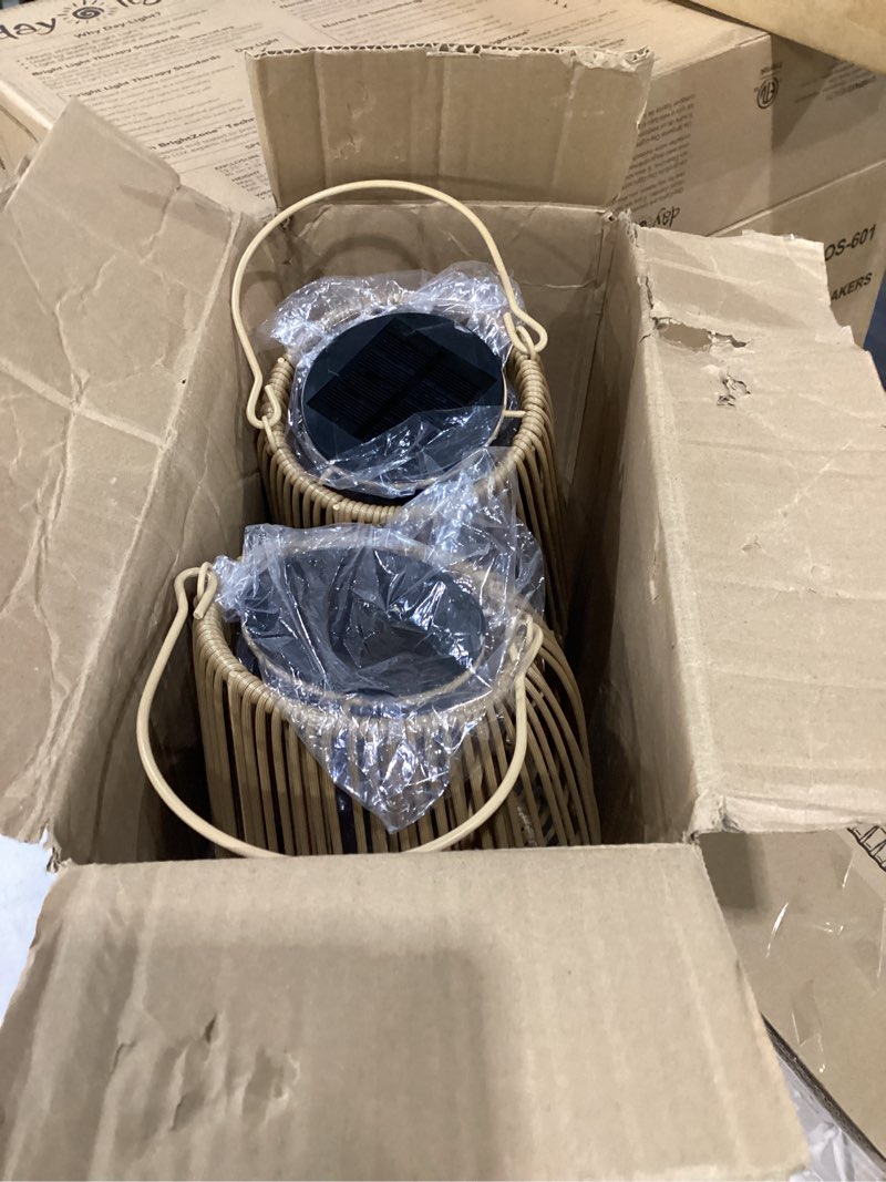 Condition photo showing As Is for solar lanterns, kagoling solar lanterns outdoor waterproof gifts for women hanging lights outdoor waterproof lamp lights decoration for outside garden,yard,patio,porch,trees,lawn,pathway decor, 4 pack