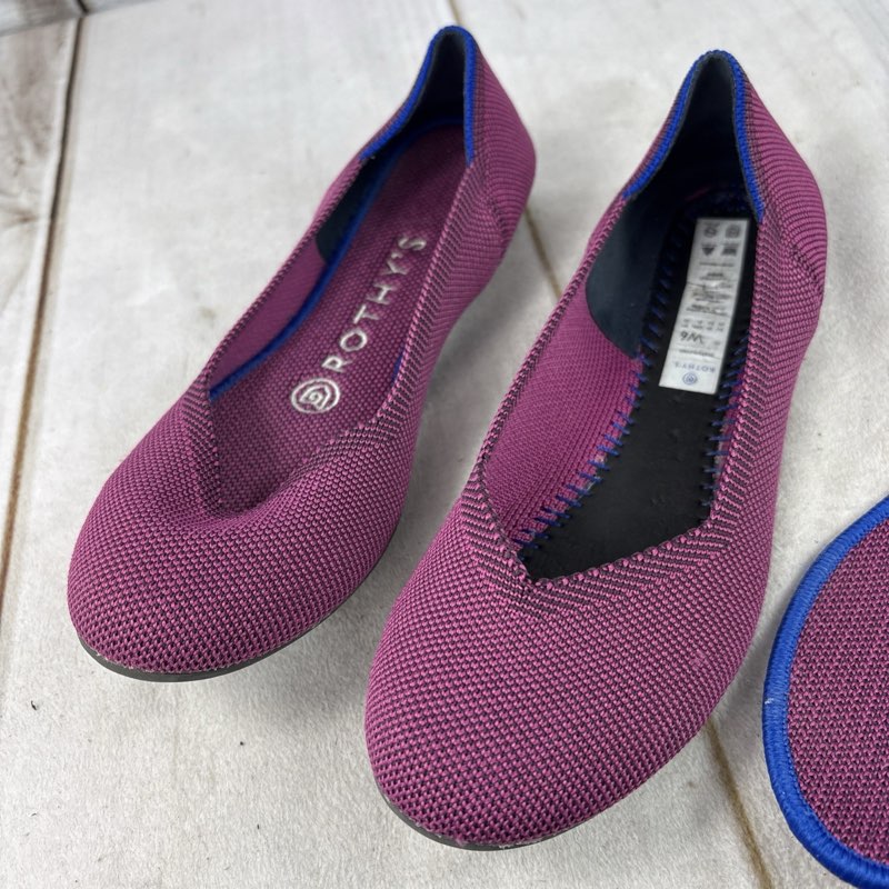 rothy's the round toe ballet flats slip on knit purple shoes 8.5