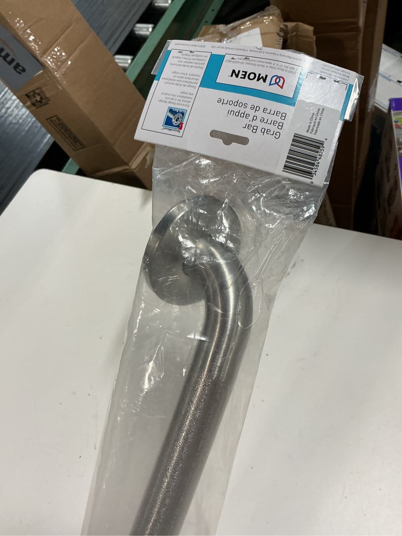 Condition photo showing As Is for moen peened bathroom safety 48-inch grab bar with concealed screws, r8748p 48 inch peened