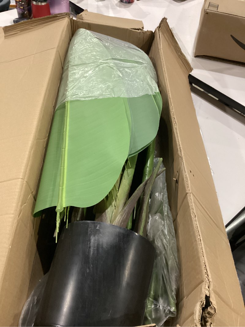 Condition photo showing New/Like New for artificial bird of paradise plant 8ft fake tropical palm tree with 18trunks faux banana leaf trees in pot for home indoor outdoor office modern decor housewarming gift?2pcs? 2pack 8ft