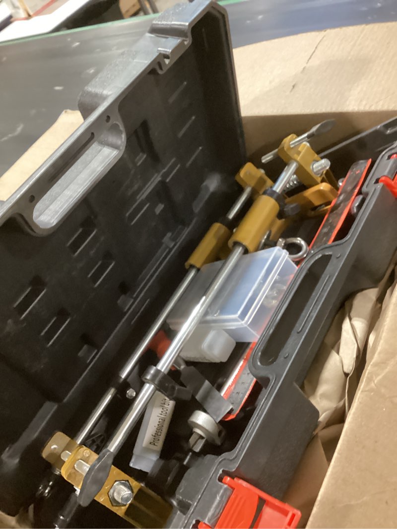 Condition photo showing As Is for luckyway door lock installation kit mortising machine mortise jig, door lock hole opener kit, lock mortiser with 3 drill bits for wooden doors