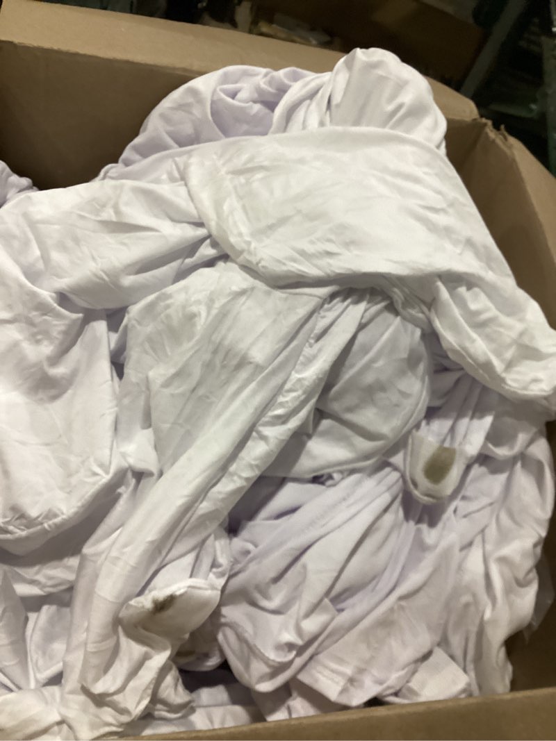 Condition photo showing As Is for Craft And Party 50 Pack White Spandex Folding Chair Covers, Stretch Polyester Slipcovers for Wedding, Party & Dining Chairs – Flat Front Design, Universal Fit Folding Chair Covers White - 50pcs