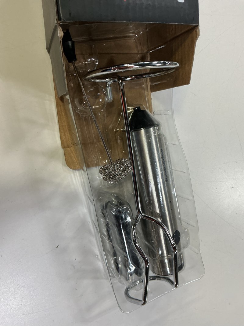 Condition photo showing Good Condition for Bonsenkitchen Rechargeable Milk Frother with Stand, Handheld 3-Speed Coffee Frother, Dual Spring Whisk Electric Hand Frother Wand Drink Mixer for Matcha Lattes Cappuccino, Kitchen Gifts Silver
