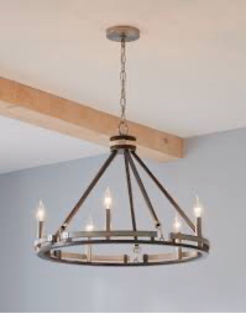 kichler stetton 5-light distressed gray farmhouse chandelier