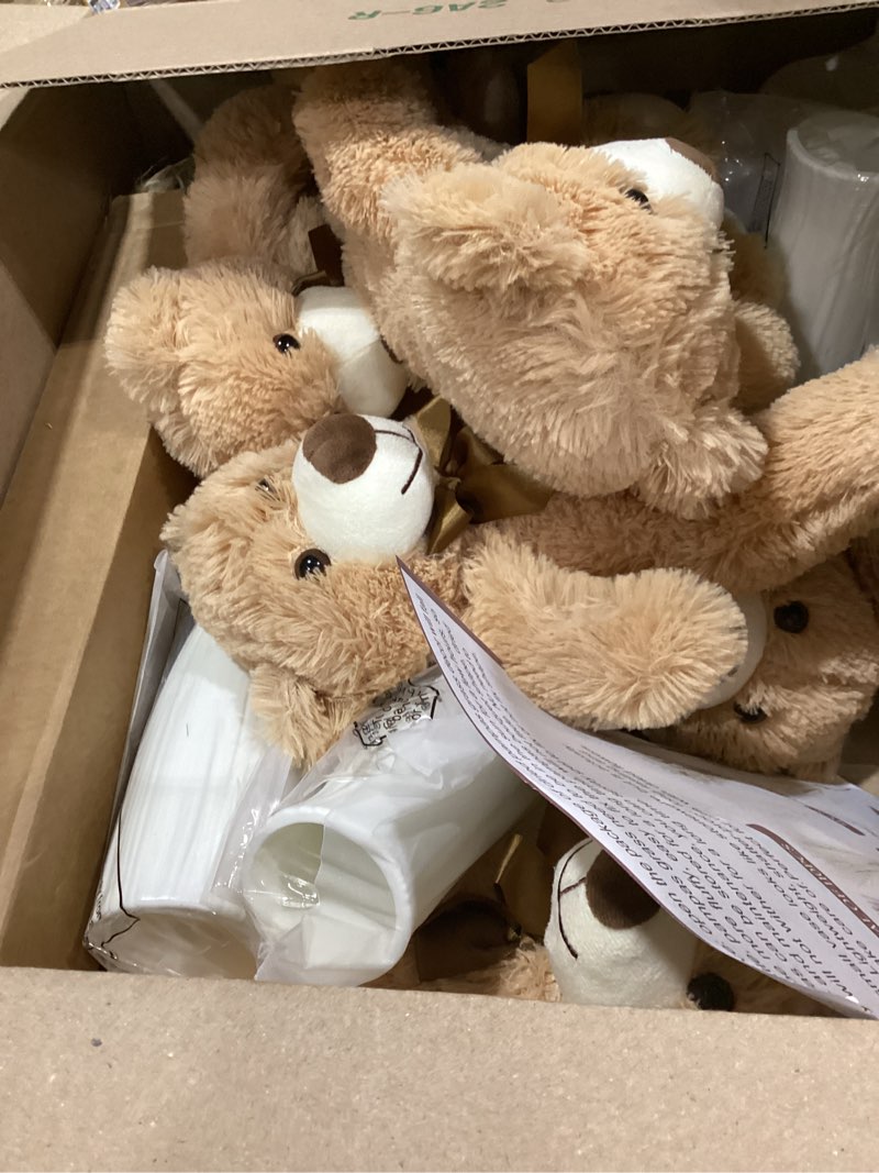 Condition photo showing Good Condition for 7pcs bear baby shower table centerpieces dried pampas decor bear stuffed ceramic look plastic vase with bow for boho wedding bridal shower flowers table decorations(brown,neutral)