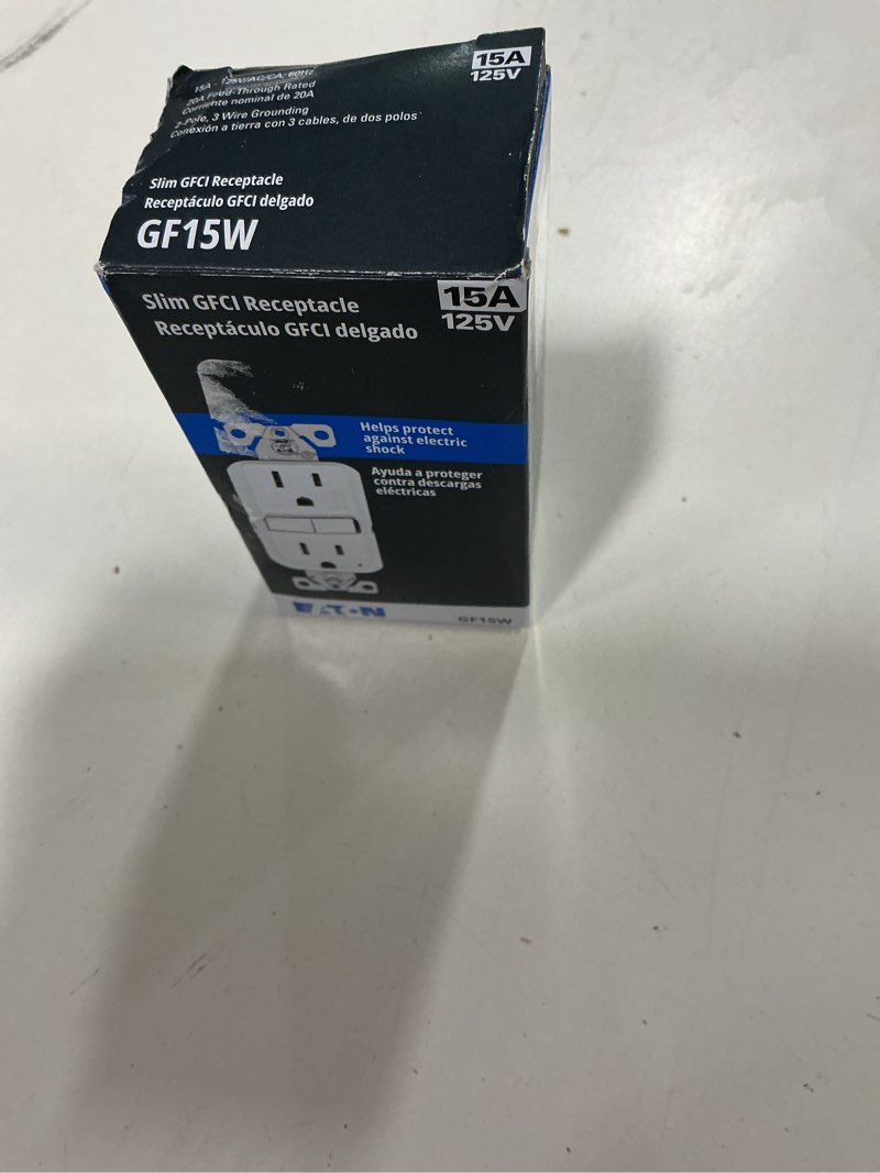 Condition photo showing Good Condition for Eaton TWRGF15W Slim Tamper and Weather Resistant GFCI Receptacle 15A 125V, White