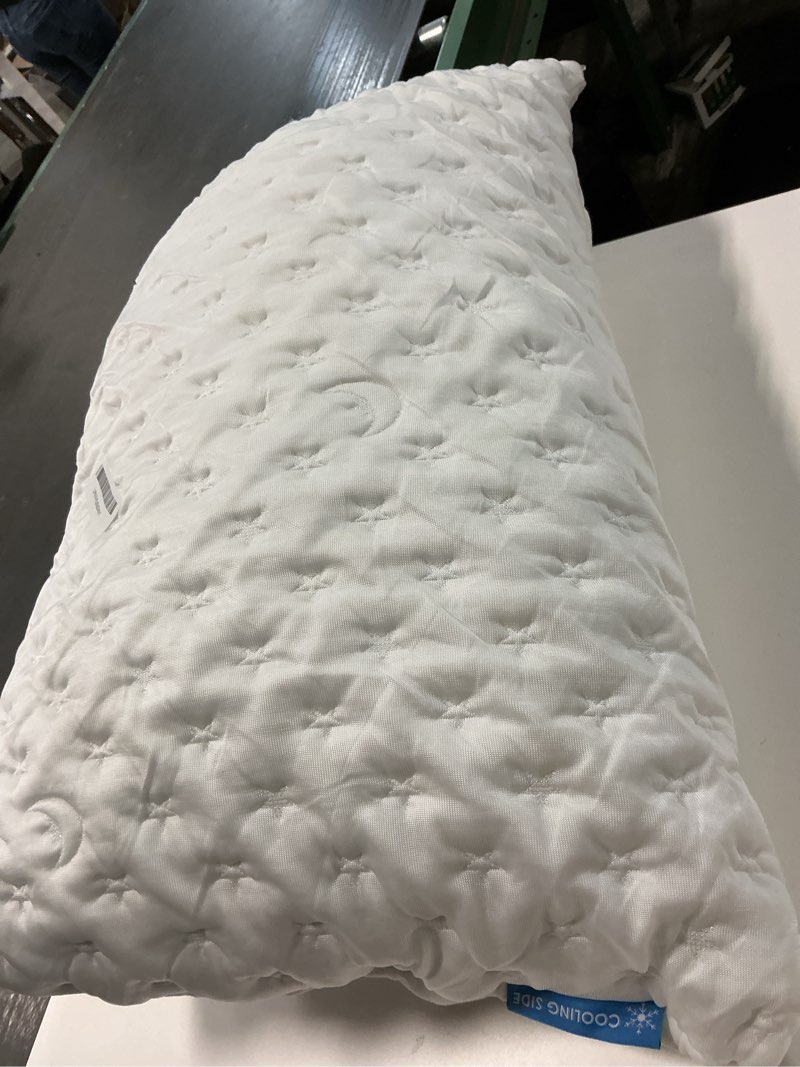 Condition photo showing As Is for Cooling Side Sleeper Pillow for Neck and Shoulder Pain, Luxury Shredded Memory Foam Curved Bed Pillows for Sleeping Set of 1- Adjustable Queen Size- Washable Cover Original White Queen Size (1 pack) Original White