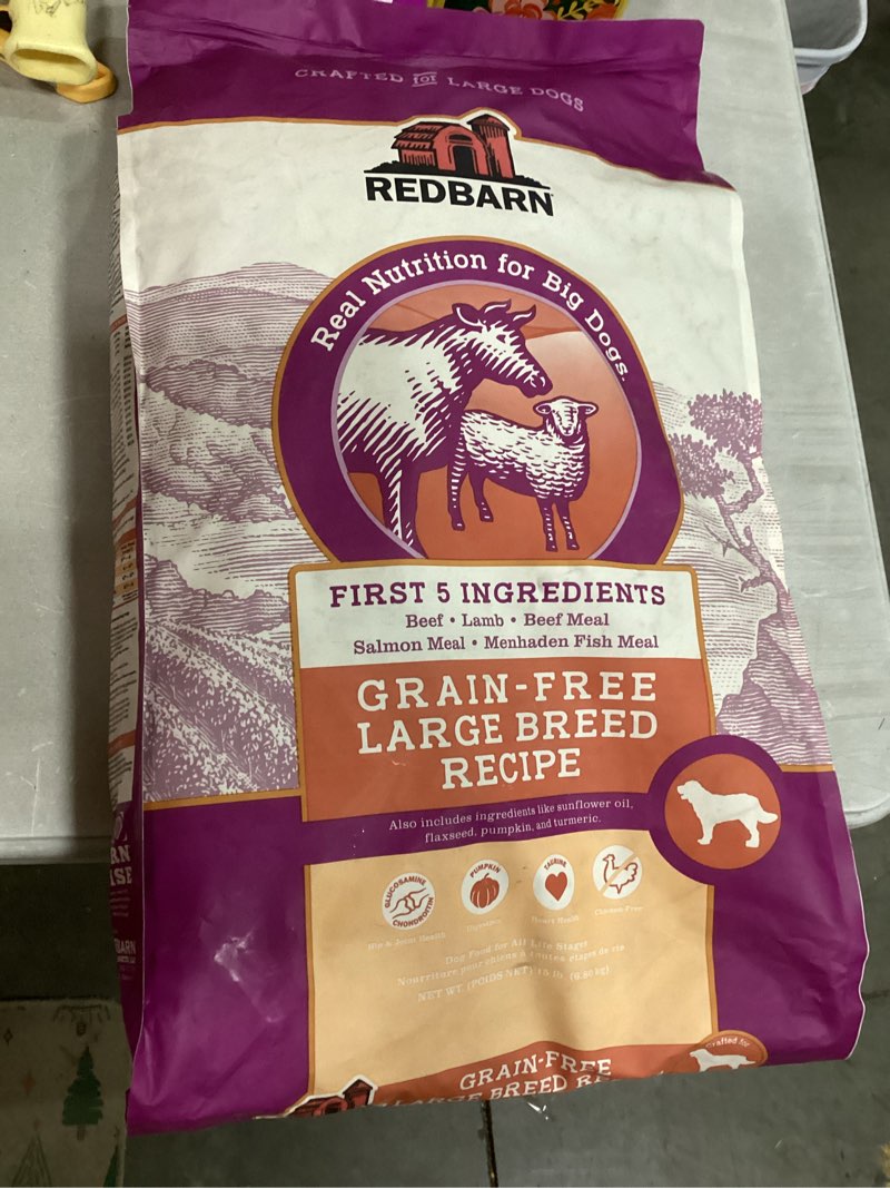 Condition photo showing Good Condition for (Best by Mar 2026)Redbarn Grain-Free Large Breed Dog Food Kibble - Beef & Lamb Recipe - Made in USA No Chicken Recipe with Functional Ingredients to Support Healthy Heart, Joints, Digestion, Skin & Coat - 15lb