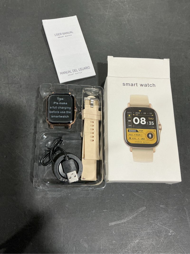 Condition photo showing Good Condition for Smart Watch for Men Women Compatible with iPhone Samsung Android Phone 1.69 inch Full Touch Screen IP68 Waterproof Bluetooh Fitness Tracker Heart Rate/Sleep Monitor (Gold)