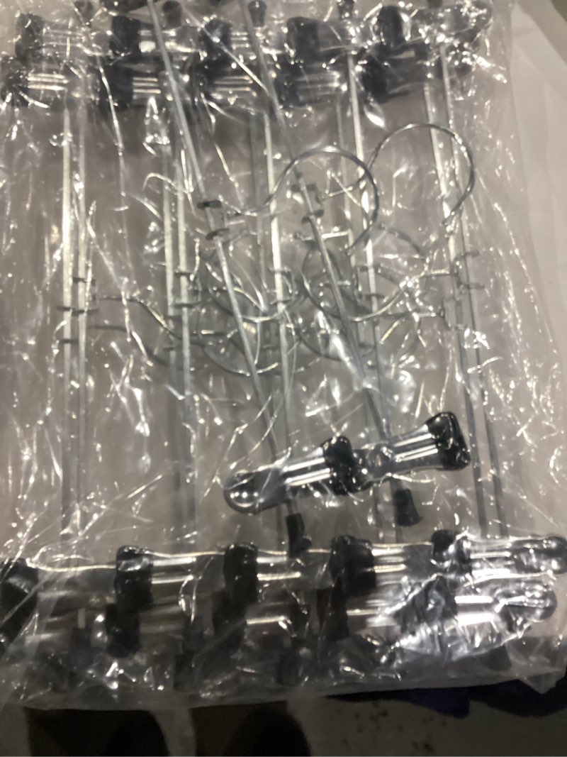 Condition photo showing New/Like New for Metal Pants Shorts Hangers, Heavy Duty Kids Skirt Hangers with 2 Adjustable Non Slip Clips, Ultra Thin Space Saving 360 Degree Swivel Hook Stainless Steel Hanger 12 Pack