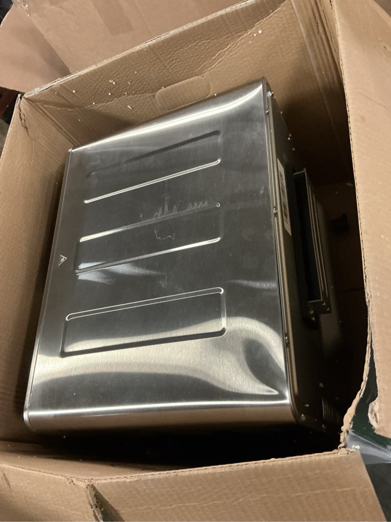 Condition photo showing As Is for Cuisinart Air Fryer Toaster Oven, 1800W, 8-in-1 with Air Fry, Convection, Broil & Warm, 0.6 Cubic Feet, 60-Minute Timer, TOA-70NAS, Stainless Steel Stainless Steel Convection Toaster Air Fryer Oven w/ Grill