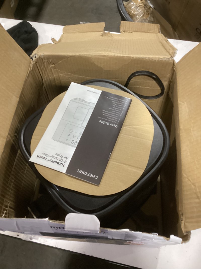 Condition photo showing Good Condition for Chefman Air Fryer – 4 QT Compact Airfryer for Quick & Easy Meals, Features Hi-Fry Technology for Extra Crisp, Easy-View Window, Touch Controls with 4 Presets, Nonstick & Dishwasher Safe Basket - Black 4 Quart with easy view window