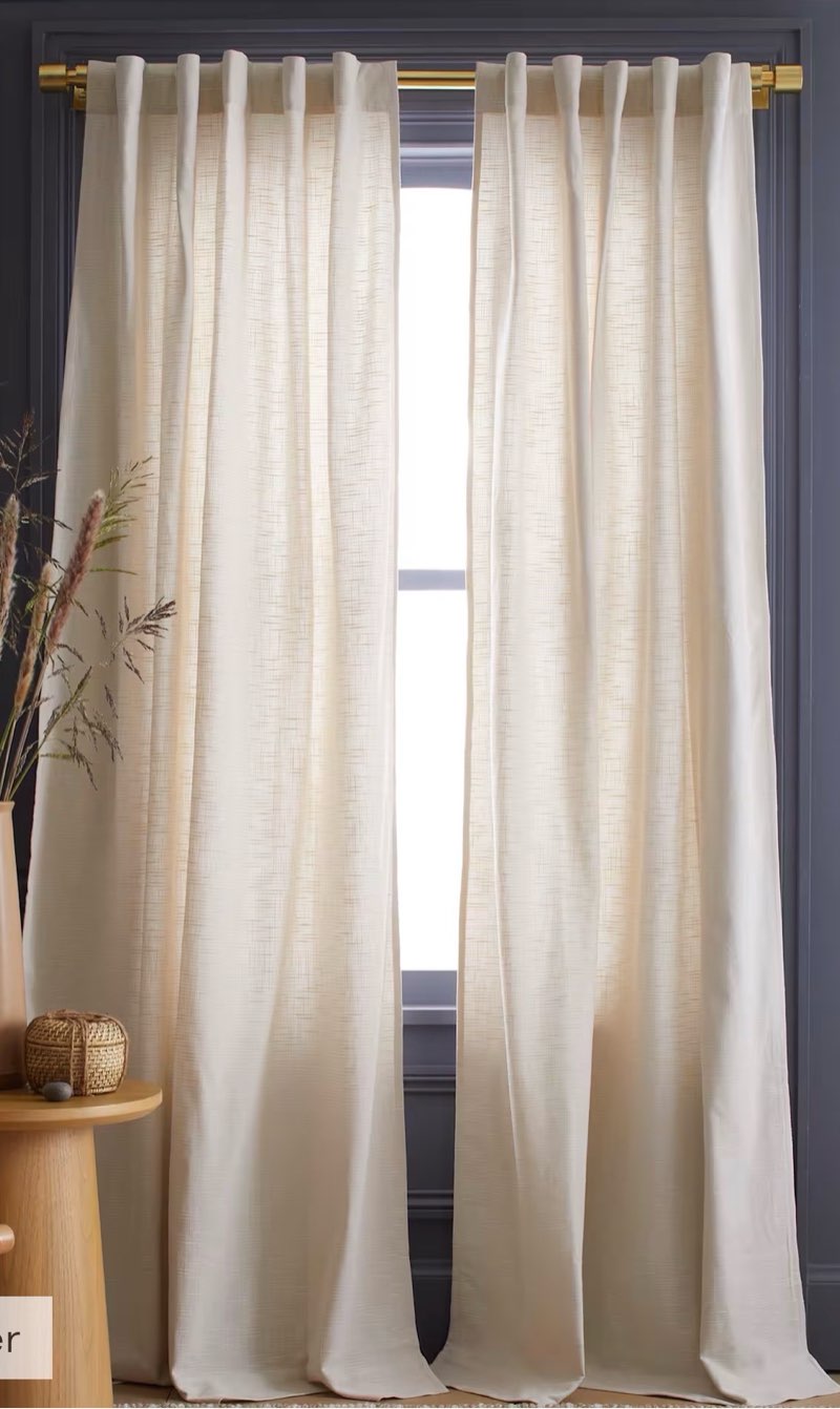 cotton slub curtain color natural size 48”x96”