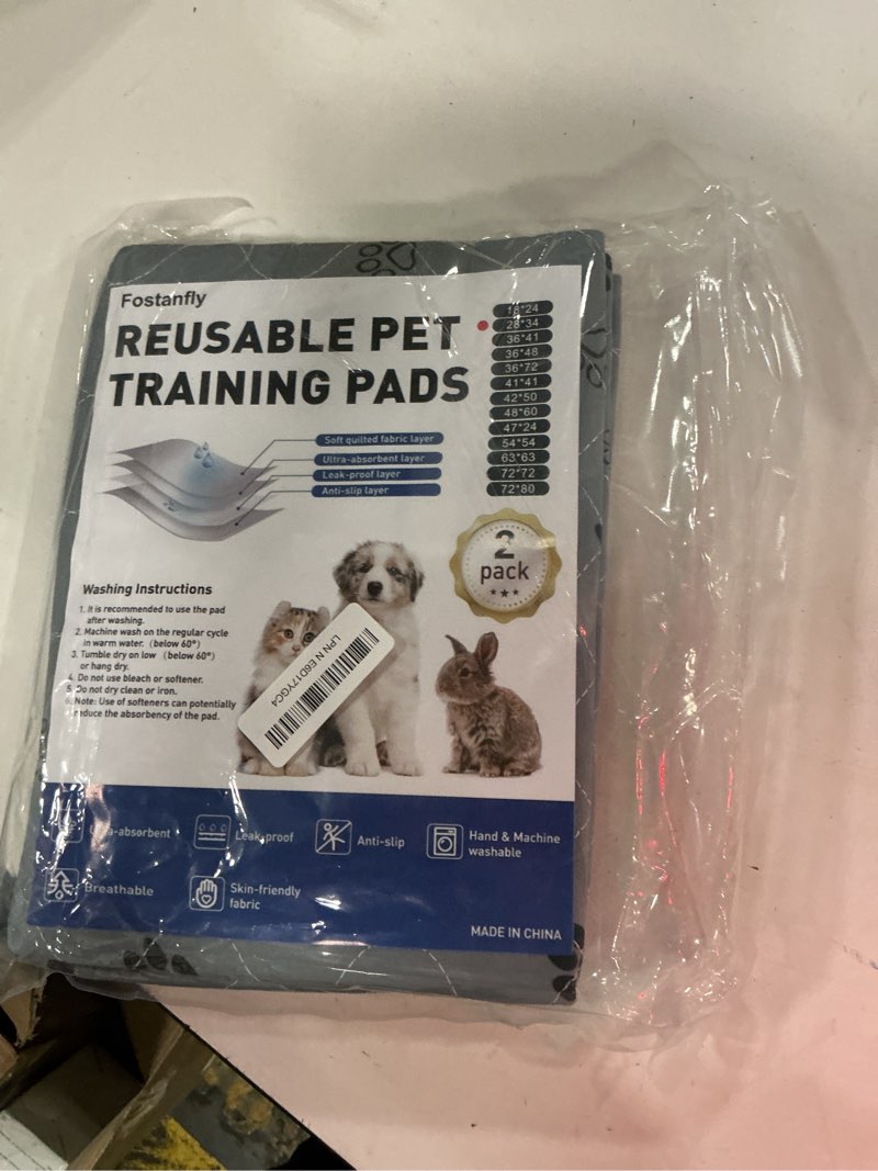 Condition photo showing New/Like New for fostanfly washable pee pads for dogs, leak-proof, 28''x34''-2 pack, gray | ultra-absorbent, waterproof, non-slip, large reusable potty training pads for dogs, puppy and potty buddy with 8 tie straps gray 28*34 inch (pack of 2)