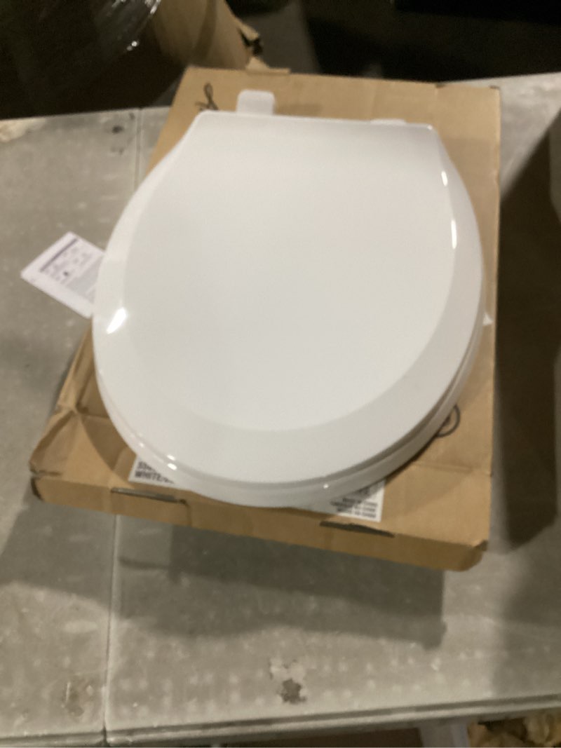 Condition photo showing As Is for american standard 5503b00b.020 transitional slow-close round front toilet seat, white modern