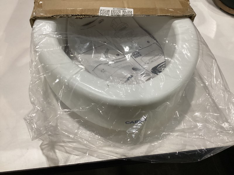 Condition photo showing As Is for carex toilet seat riser  elongated raised toilet seat adds 3.5 inches to toilet height  for assistance bending or sitting  300 pound weight capacity toilet riser