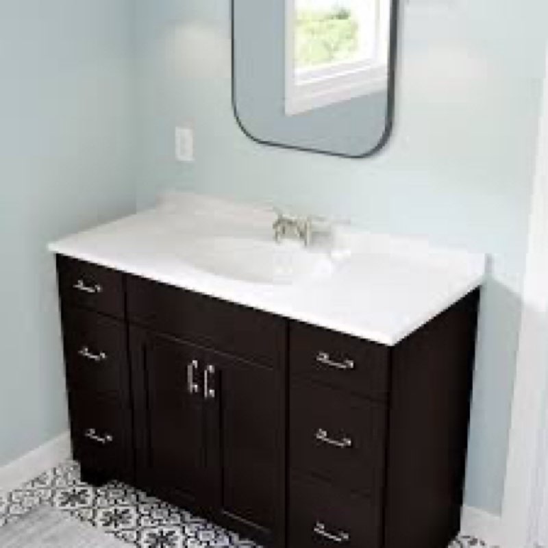 Project Source 49-in x 22-in White Cultured Marble Single Sink 4-in