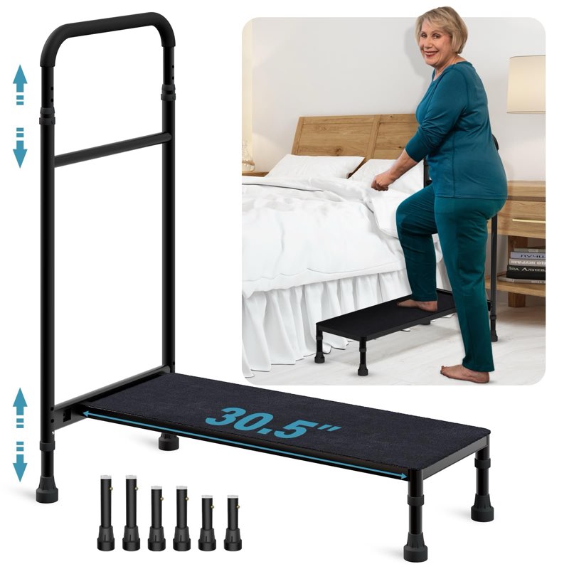 bed step stool for high bed for elderly, bed rails for elderly with adjustable height bed step stool