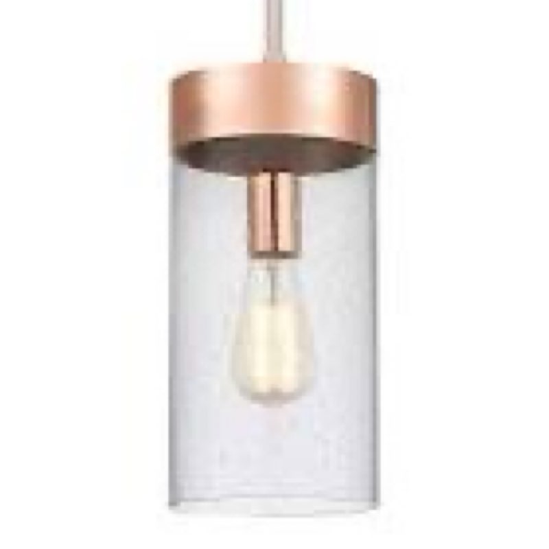 signature hardware hanzell 1 -light bright copper modern/contemporary seeded glass