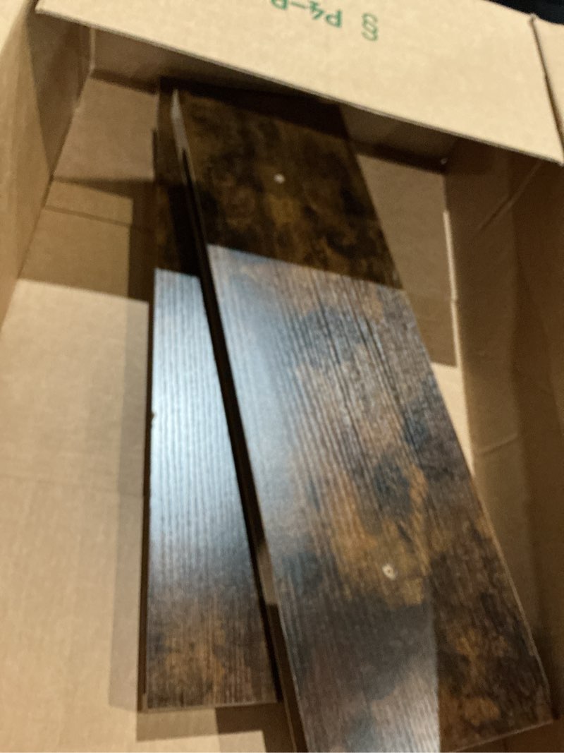 Condition photo showing Good Condition for bayka floating shelves set of 2, 22.5 inches farmhouse rustic wood wall mounted shelves for bathroom, bedroom, living room or kitchen, hanging shelf decor book with 22lbs capacity, rustic brown b. rustic brown - americana farmhouse style 22.5inches