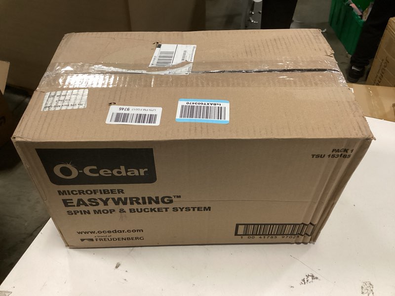 Condition photo showing New/Like New for o-cedar easywring microfiber spin mop, bucket floor cleaning system, red, gray, standard easywring spin mop & bucket