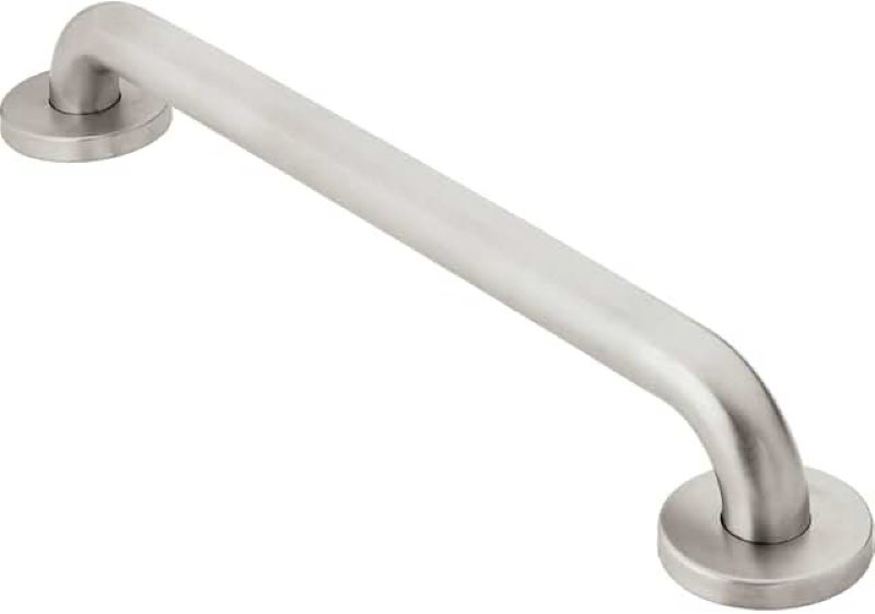 moen stainless steel bathroom safety 48-inch long shower grab bar with concealed screws and peened textured slip resistant finish, r8948p 48 inch peened