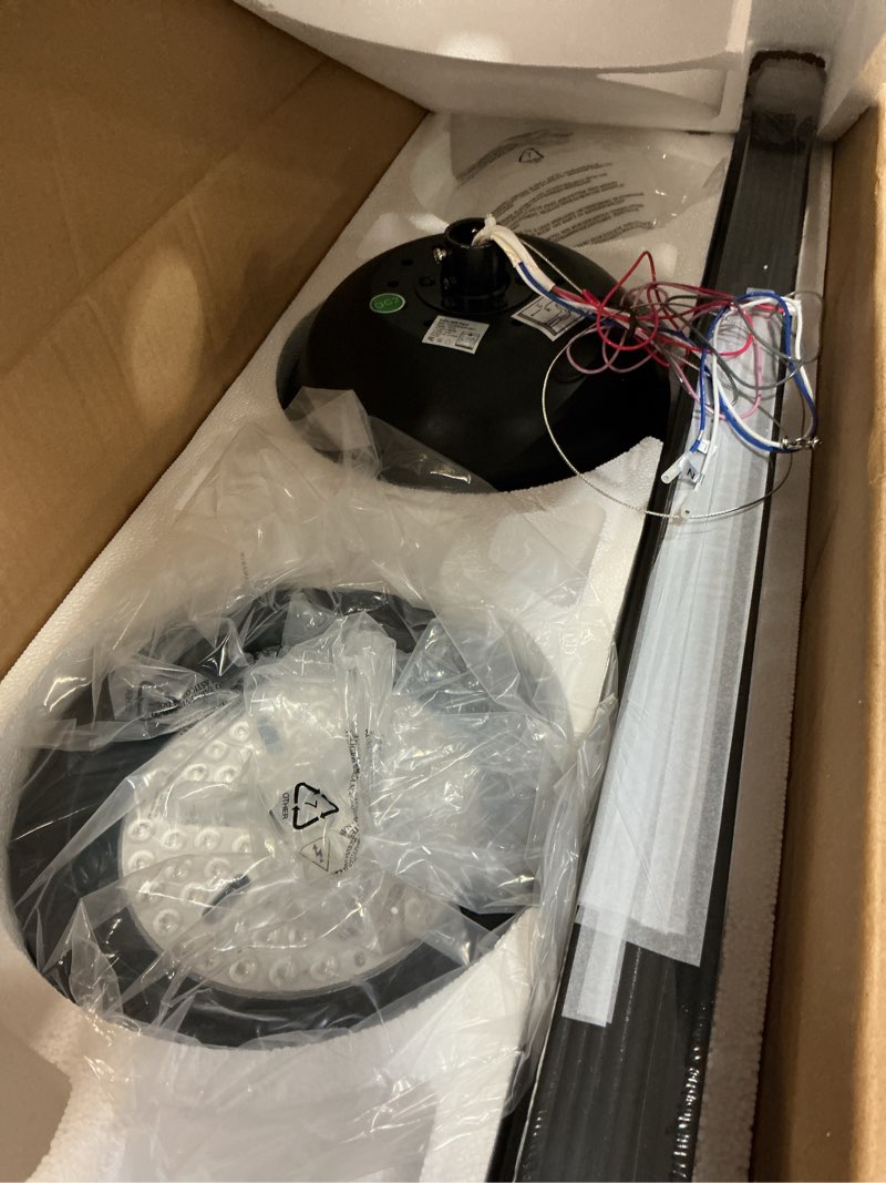 Condition photo showing Good Condition for fanbulous ceiling fan with light, 72 inch large black ceiling fan with light and remote, indoor/outdoor use for living room patio, 6 speeds, reversible quiet dc motor, 3 cct, 8 blades classic black 72 inch
