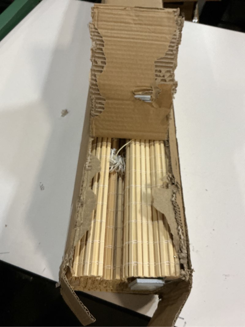 Condition photo showing Good Condition for LazBlinds No Tools No Drill Cordless Bamboo Roman Shades, Privacy Window Treatment, Roll Up Bamboo Blinds for Windows 43'' W x 64'' H, Natural Privacy-natural 43" W x 64" H