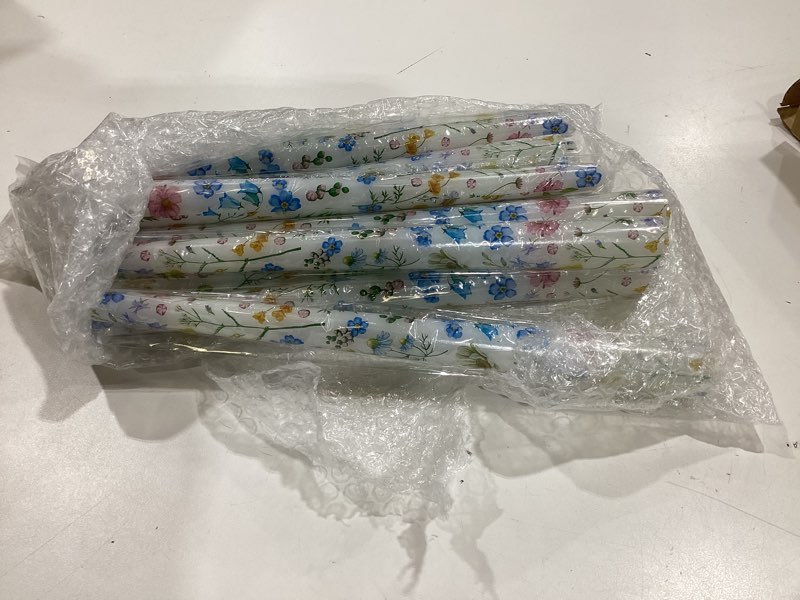 Condition photo showing Good Condition for tujoe 12 pcs spring wildflowers taper candles wildflowers floral decorative burning candles 10 inch tall long burning for gift party table decorations 12 wildflowers