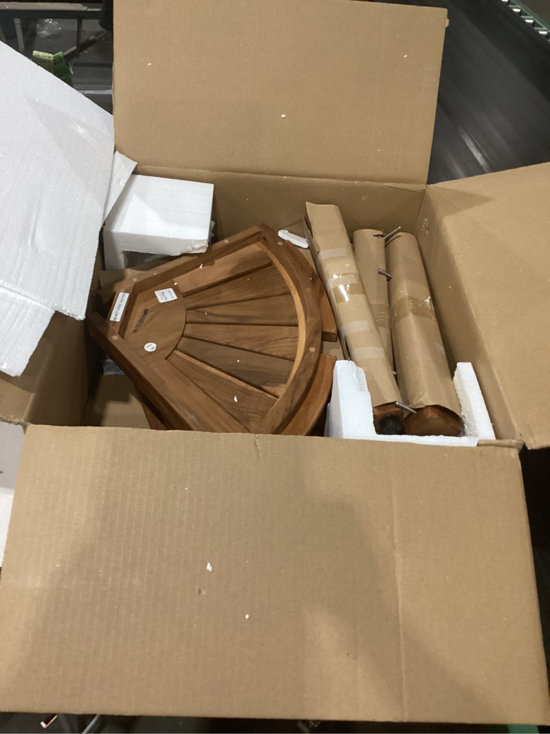 Condition photo showing Good Condition for AquaTeak The Original 15.5" Kai Corner Teak Shower Bench with Shelf Original - With Shelf 15.5"D x 15.5"W x 18"H