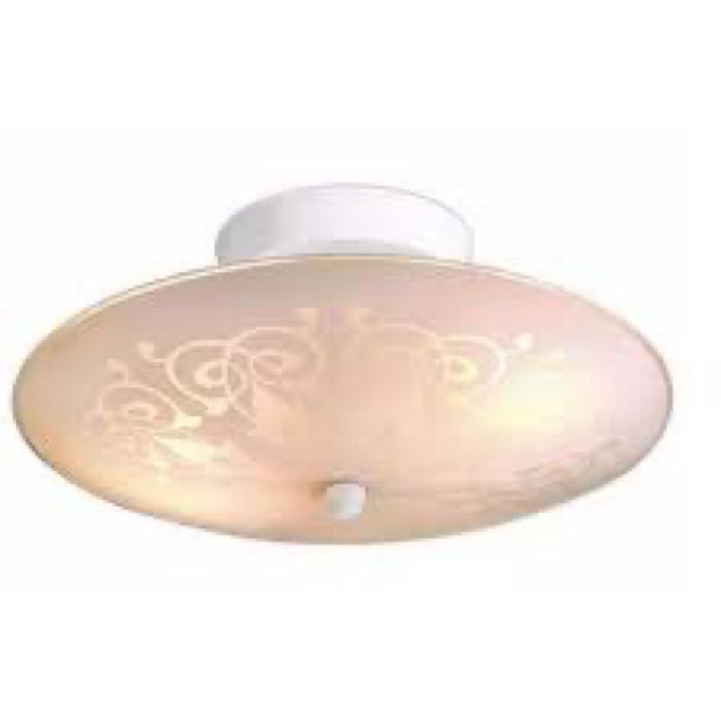 Semi-flush Mount Ceiling Light Fixture White Frosted Glass Shade 12 Inch 2 Bulb