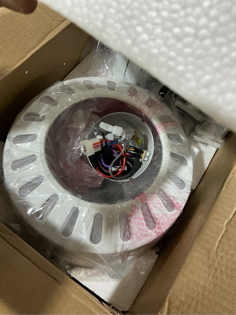 Condition photo showing Good Condition for 52”smart low profile ceiling fans with lights remote,quiet dc motor,outdoor indoor flush mount ceiling fan,control with wifi alexa app,dimmable,6-speed,3 white wood blades,for modern bedroom patio white wood 52"-voice+app+remote control