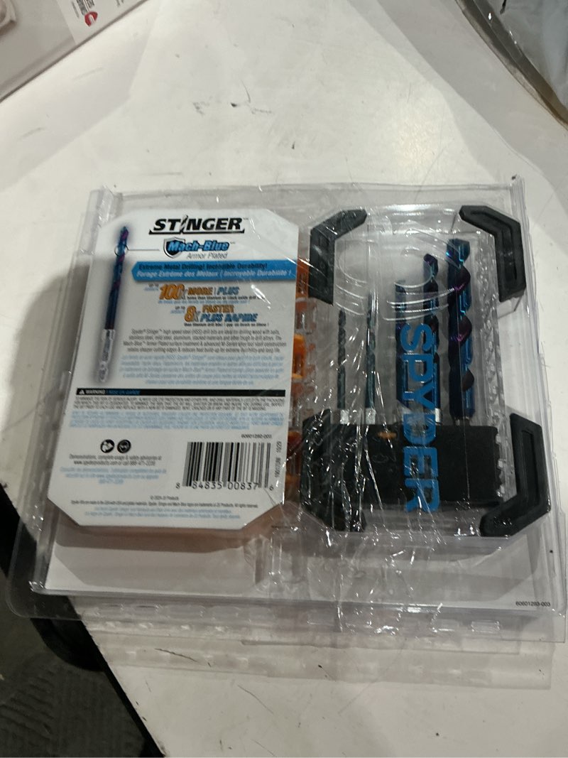 Condition photo showing As Is for spyder stinger mach-blue 10-piece assorted x high-speed steel jobber length twist drill bit set
