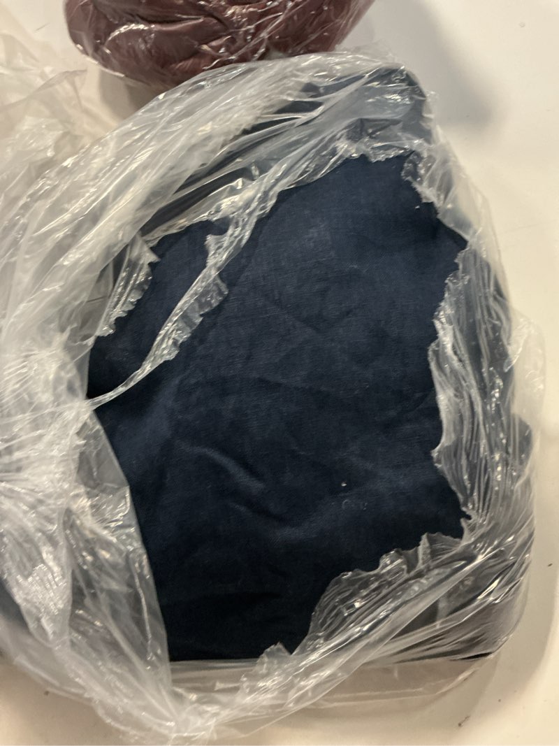 Condition photo showing As Is for european linen true blackout curtain - single panel, 48x96, navy