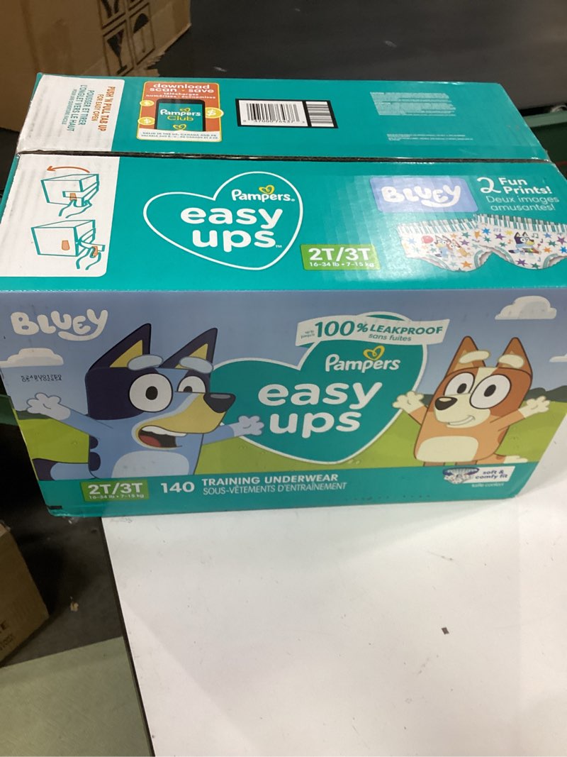Condition photo showing New/Like New for Pampers Training Pants - Easy Ups Boys & Girls Bluey - Size 2T-3T, 140 Count, Children's Potty Underwear (Packaging May Vary) 2T-3T 140