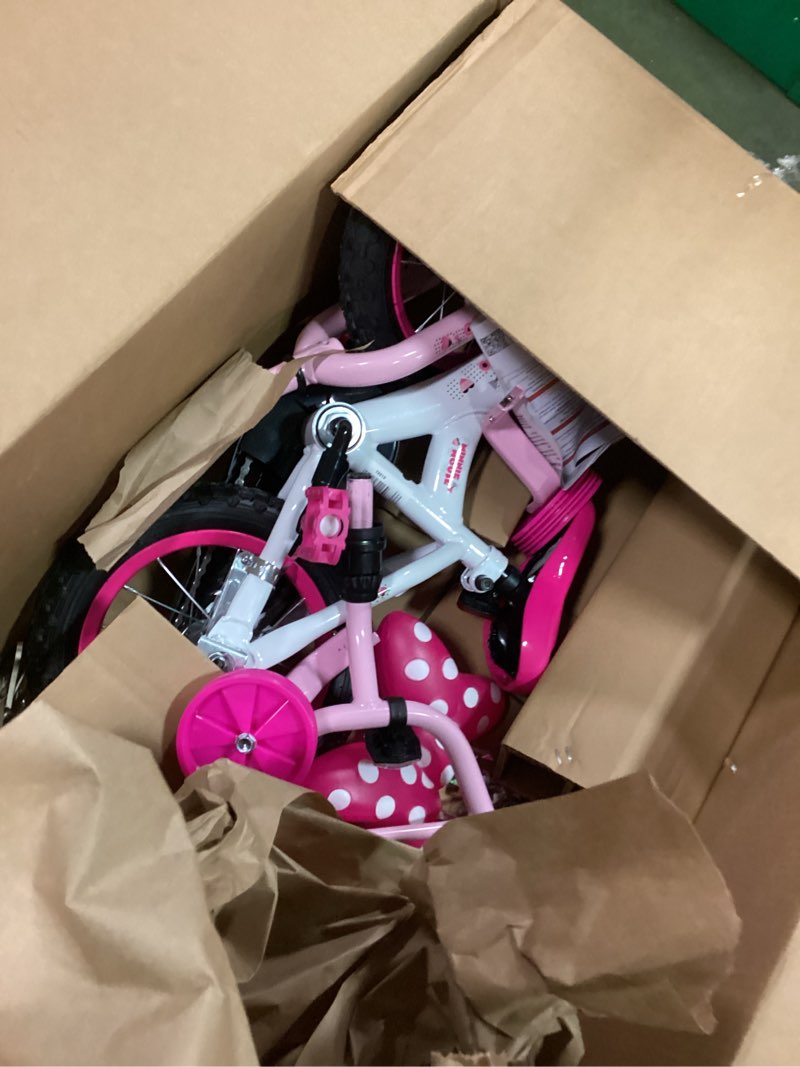 Condition photo showing Good Condition for Huffy Disney Girls' Bikes, 12/16 Inch Sizes, Ages 3+ Years Old, Disney Princess, Minnie Mouse, Frozen Bicycles, Characters, Removable Training Wheels, Streamers, Easy Assembly, Durable, Safe 12" Minnie Mouse