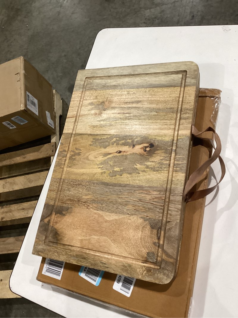 Condition photo showing Good Condition for wooden stove top cover board for gas burner & electric stove, mango wood noodle board stove cover with handle for gas stovetop 4 & 5 burners, stove top cutting board oven top cover cooktop protector