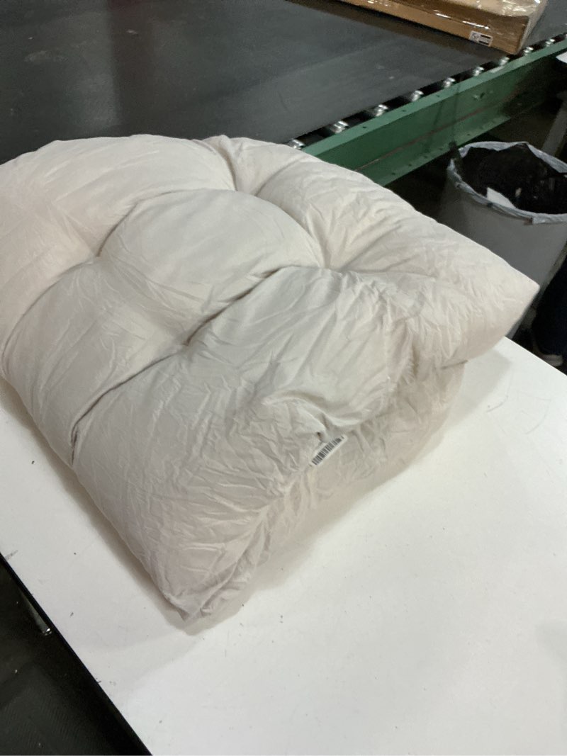 Condition photo showing Good Condition for all weather outdoor wicker chair cushions of 3 pieces, waterproof outdoor wicker chair cushion for patio furniture loveseat settee bench, 1 loveseat and 2 u-shaped thickened cushions, cream