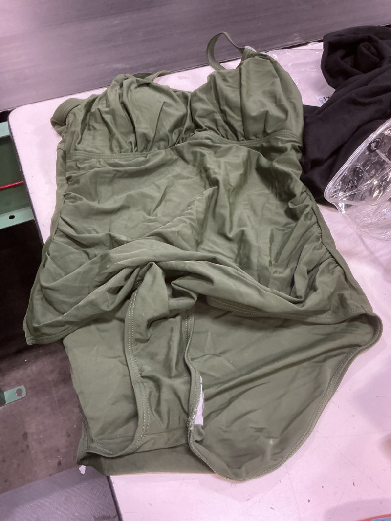 Condition photo showing Good Condition for holipick women tummy control one piece swimsuit - push up bathing suit full coverage slimming swimwear large solid army green