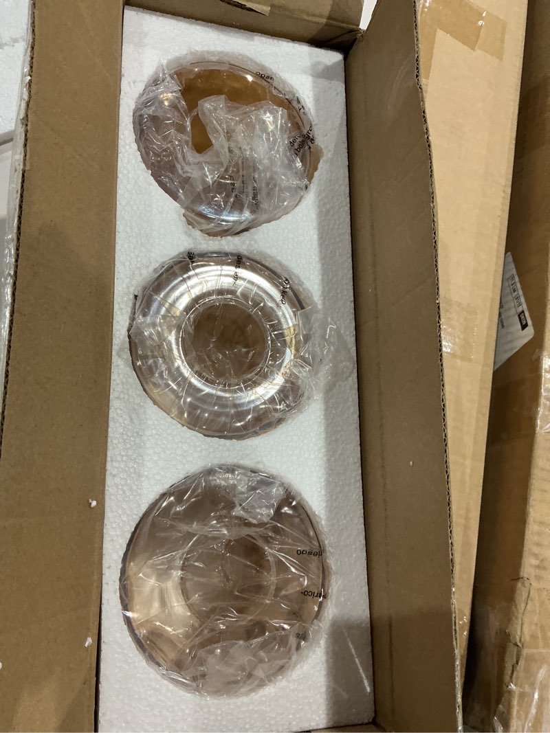 Condition photo showing New/Like New for 3 Pack Amber Hammered Glass Lamp Shade Replacement,4in Diameter 6in Tall, E26 Base 1-5/8 Inch Fitter, Cylinder Glass Globe Cover for Light Fixture