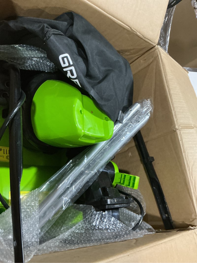 Condition photo showing As Is for GreenSweep Vac & Blow | Compact 3 in 1 Vacuum, Blower & Mulcher for Small Yards, Artificial Lawns, Grass, Patio's & Driveways, for Upto 1,500 Sq Ft Spaces.