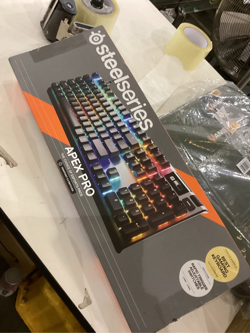 Condition photo showing New/Like New for SteelSeries Apex Pro Gen 3 OmniPoint 3.0 HyperMagnetic Switches — Adjustable Actuation — Rapid Trigger — Game-Ready Presets — Protection Mode — Rapid Tap/SOCD — OLED — RGB — PBT Keycaps — USB-C Black Pro Full Size Gen 3 Wired