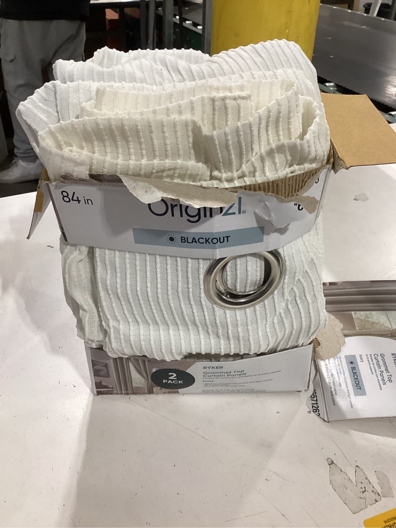 Condition photo showing Good Condition for origin 21 84-in ivory blackout interlined grommet curtain panel pair